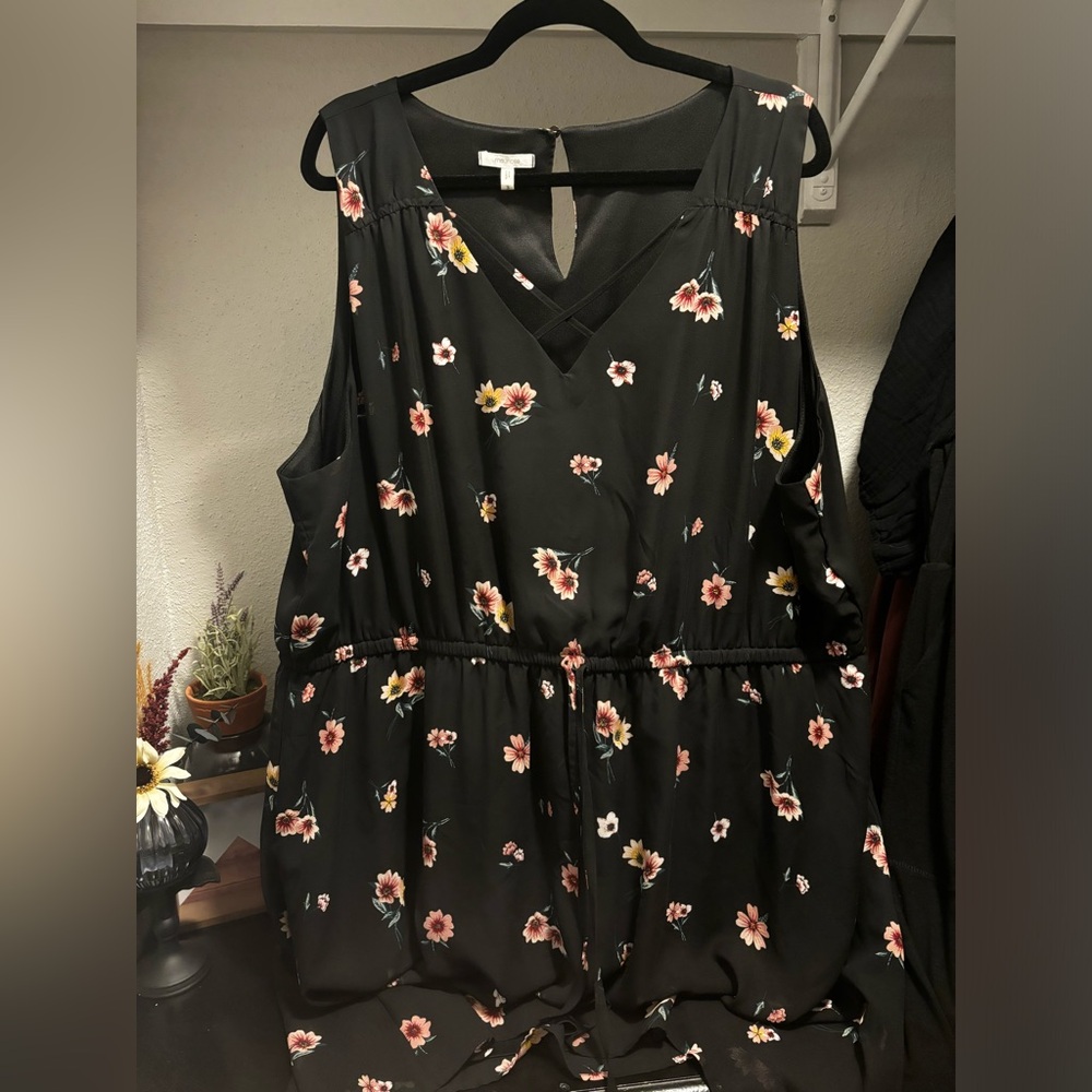 sold | floral chiffon lined drawstring dress | 3x plus size